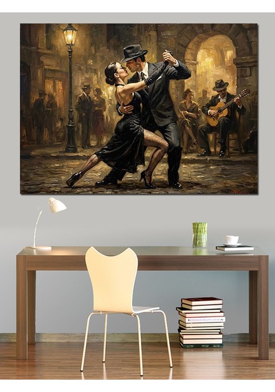 Sokakta Dans Eden Tango Çifti Dekoratif Kanvas - Mdf Ahşap Tablo