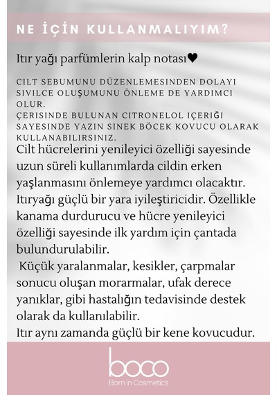 Boco Born In Cosmetics %100 Saf Itır Çiçeği Uçucu Yağı 10 ML