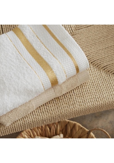 Karacahome Glory Lurex Gold Bej 9 Parça Aile Banyo Seti Bej
