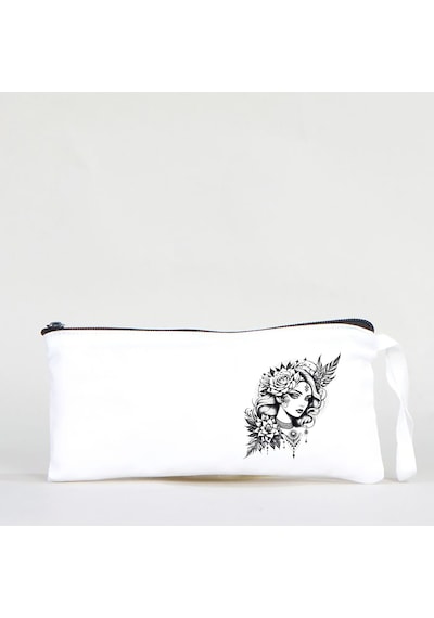Tattoo Bez Kalemlik Çanta 21x10 Cm Beyaz - No.03 Beyaz - Siyah