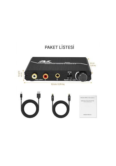Hdmı 2.0 4k 60hz 4k Ses Çıkarıcı Optik Toslink Spdıf 5.1ch R/l Hdmi Hdr Destekli