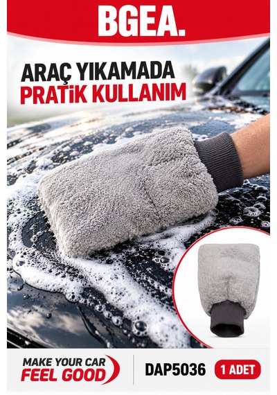 Bgea Silver Mikrofiber Araç Yıkama Eldiveni Gri 1 Adet Dap5036