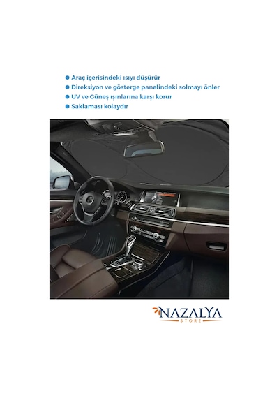 Bay Katlanır Araba Ön Cam Güneşliği Metalize Isı Yalıtımlı Yazlık 150x70cm Otomobil Aksesuarı Najmaddin