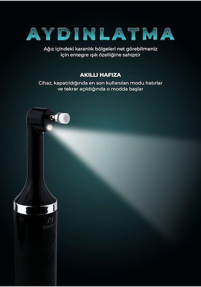 Pirantech 06 Çok Fonksiyonlu Şarj Edilebilir Diş Temizleme Cihazı Siyah