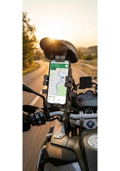Şapka Korumalı Motosiklet Telefon Tutucu Gidon Ve Dikiz Aynası Uyumlu Siyah