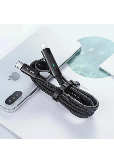 Mcdodo Ca-7120 2in1 60w Typec Apple Uyumlu iPhone Data Şarj Kablosu 1.2m - Siyah
