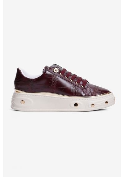 Mubiano Kadın Kroko Desenli Sneaker Kalın Tabanlı Bağcıklı Gold Detaylı Vika Bordo Bordo Krokodil Mubiano Kadın Kroko Desenli Sneaker Kalın Tabanlı Bağcıklı Gold Detaylı Vika Bordo Bordo Krokodil