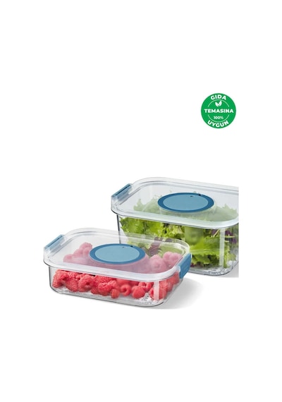 Seoul Buzdolabı Ürün Saklama Kabı 2'li Set 1200-2000 Ml. Çok Renkli