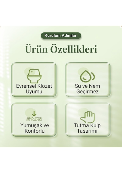 Bakgelal Yumuşak Klozet Minderi Yıkanabilir Silinebilir Esnek Klozet Oturma Pedi - 9010462445883 Açık Yeşil