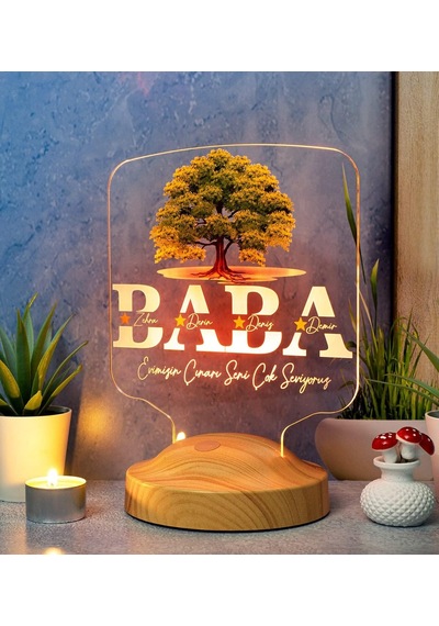 Babalar Günü Hediyesi, Babaya Hediye, Baba, Evimizin Çınarı Hediyesi, Renkli İsim Yazılı Kişiye Özel 3d Led La