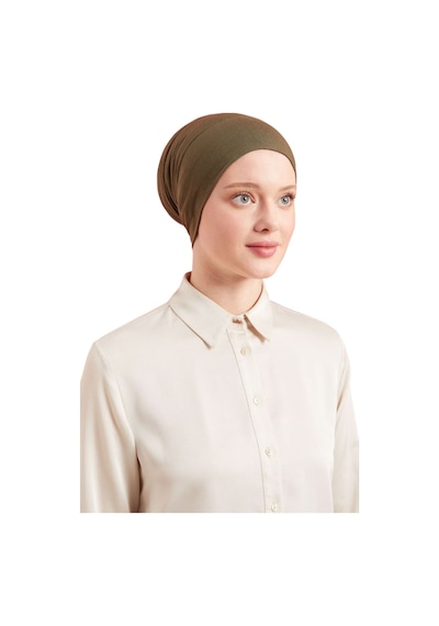 Melodi Scarf Kadın Tesettür Pratik Hazır Geçme Bone Haki Haki