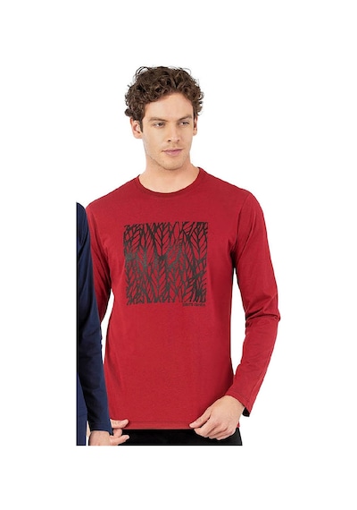 6066 Erkek Uzun Kollu Bisiklet Yaka Pijama Takımı-bordo Bordo