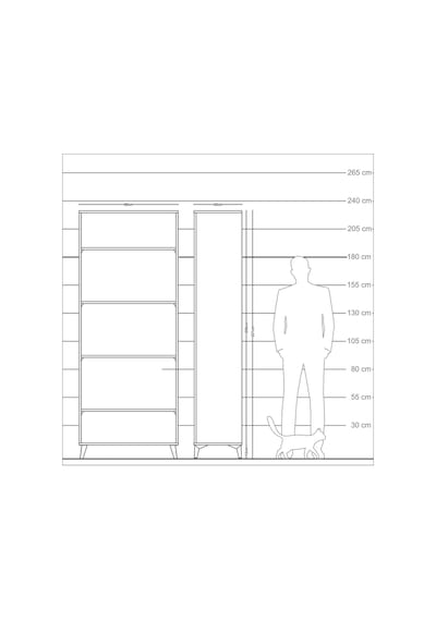 Arges Dolap 4 Raflı 88x30x221 Çam-antrasit Çam