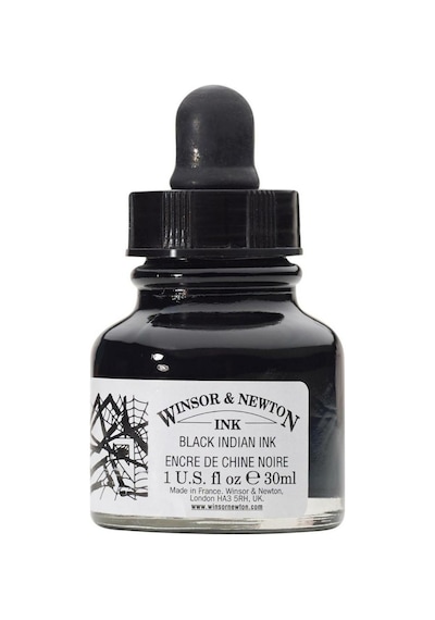 Winsor Newton Drawing Ink 30ml Çizim Mürekkebi Black Indian Siyah