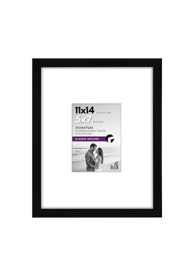 Siyah Resim Çerçevesi - 5x7 Mat Ve 11x14 Mat Olmadan Görüntüler - Kırılmaya Dayanıklı Camlı Kompozit Ahşap -