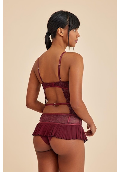 Amarelle Roma Bordo Balenli Dantel Detaylı Babydoll