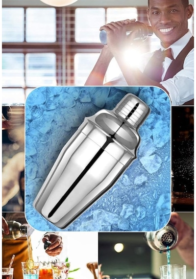 Kokteyl Hazırlama Shaker Seti 6 Parça Çelik Shaker Barmen Seti