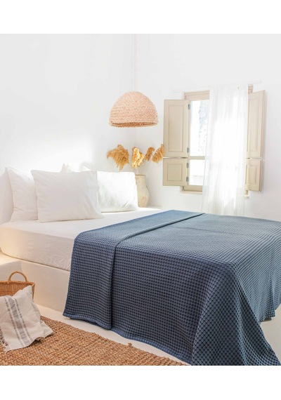 Mare %100 Pamuklu Mavi Waffle Pike Çift Kişilik 230x245 Mint Yeşil