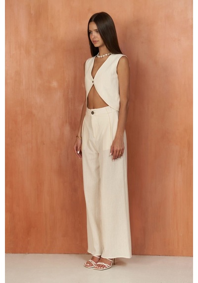 Mai Collection Mai Studios Co. Montana Natural Yelek Pantolon Takım Naturel
