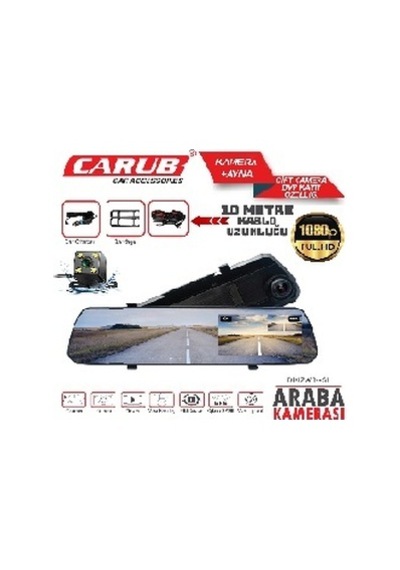 Carub Kamera Araç İçi Ayna Çift Lens 1080p Full Hd 10mt Kablolu 300mah Br 001 58 02 8021