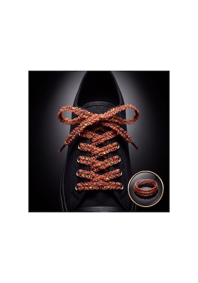 Last İcon Turuncu Kırmızı Simli Dokulu Örgü Ayakkabı Bağcığı Spor Sneaker Turuncu & Kırmızı