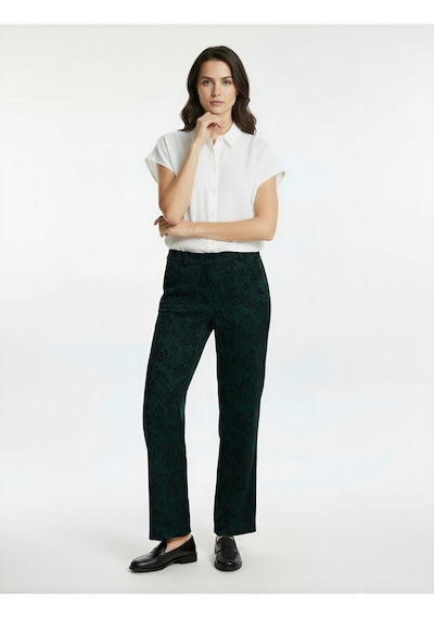 Koton Koton X Melis Ağazat - Straight Fit Cepli Floral Desenli Pantolon Yeşil 6wak40077ew Zeytin Yeşili