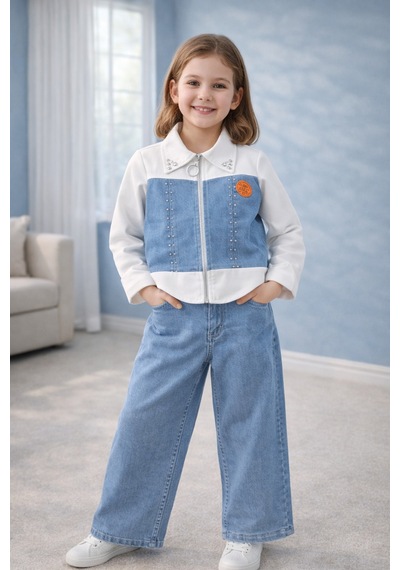 Uğur Bebe Taşlı Kot Parçalı Fermuarlı Gömlek Geniş Paça Esnek Mavi Kot Pantolon Bayramlık Mavi Krem Mavi Krem Uğur Bebe Taşlı Kot Parçalı Fermuarlı Gömlek Geniş Paça Esnek Mavi Kot Pantolon Bayramlık Mavi Krem Mavi Krem