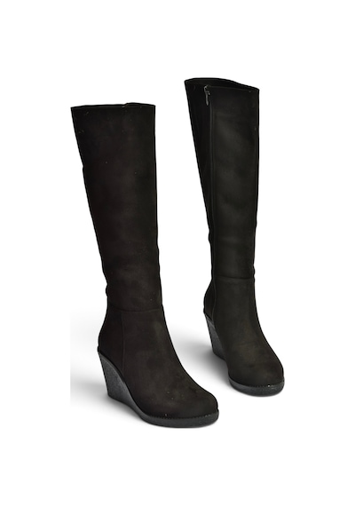 Fox Shoes Z361297402 Siyah Süet Dolgu Tabanlı Kadın Çizme