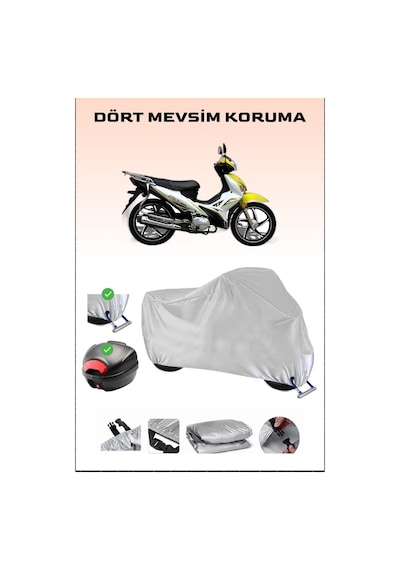 Arora Ar 100-b İçin Arka Çanta Ve Kilit Uyumlu Gri Motosiklet Branda, Güvenli