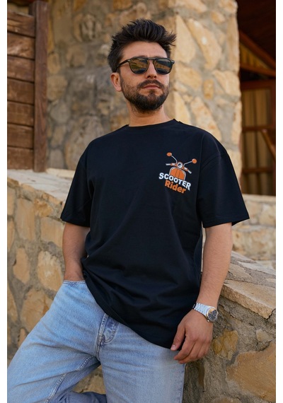 Velvoria Unisex Oversize Siyah Scooter T-shirt