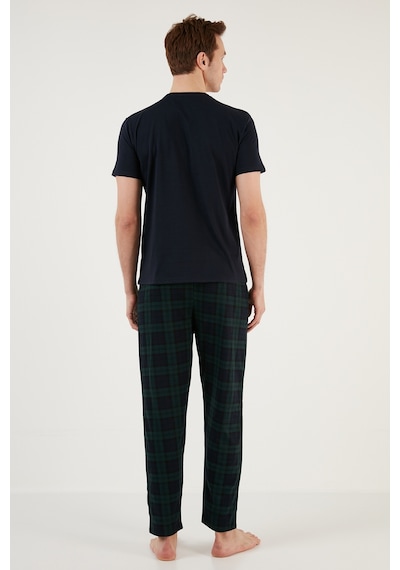 Buratti Ekoseli Pamuklu Regular Fit Kısa Kollu Erkek Pijama Takımı 6572002 Lacivert Buratti Ekoseli Pamuklu Regular Fit Kısa Kollu Erkek Pijama Takımı 6572002 Lacivert