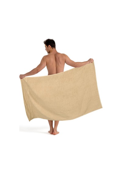 Bej Banyo Havlusu Tekli Dora 90x150 Cm Yüksek Emici Bej
