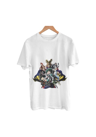 Kostüm Sarayı My Hero Anime Cosplay Baskılı Tişört Beyaz