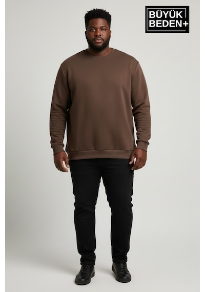 Süperlife Erkek Büyük Beden Bisiklet Yaka Kollar Ve Etek Ribanalı İnce Sweatshirt Spr26bsw956 Kahverengi Süperlife Erkek Büyük Beden Bisiklet Yaka Kollar Ve Etek Ribanalı İnce Sweatshirt Spr26bsw956 Kahverengi