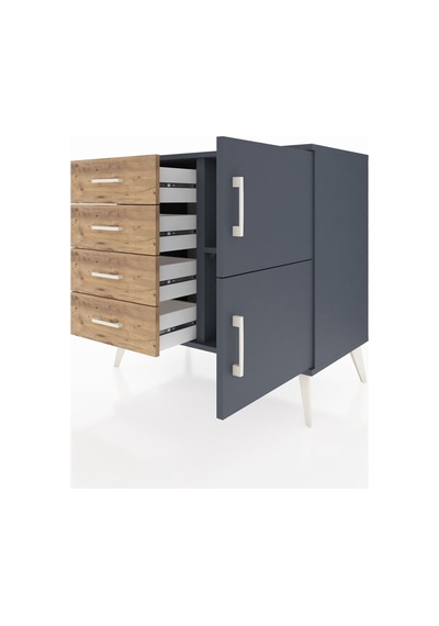 Hyperion Şifonyer Tek Raflı 4 Çekmeceli 2 Kapaklı 88x44x80 Antrasit-antrasit/çam Antrasit/çam Hyperion Şifonyer Tek Raflı 4 Çekmeceli 2 Kapaklı 88x44x80 Antrasit-antrasit/çam Antrasit/çam