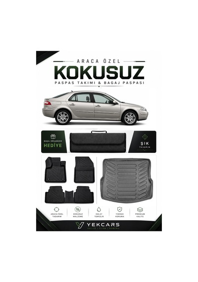 Renault Laguna 2007 Model Aracınıza Özel 4d Karbonlu Kauçuk Paspas Takımı Ve Bagaj Havuzu