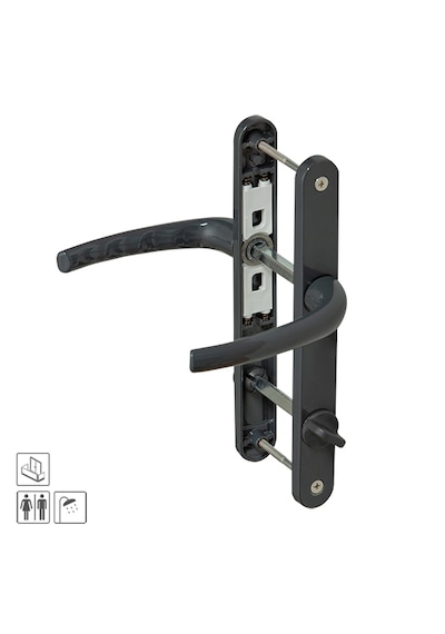Pimapen Pvc Alüminyum Çift Taraflı Metal Kapı Kolu Wc Antrasit