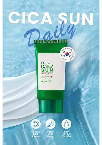 Lebelage Günlük Hassas ve Konforlu Kore Güneş Kremi Lebelage Cica Daily Sun SPF50+ PA+++ 30ml