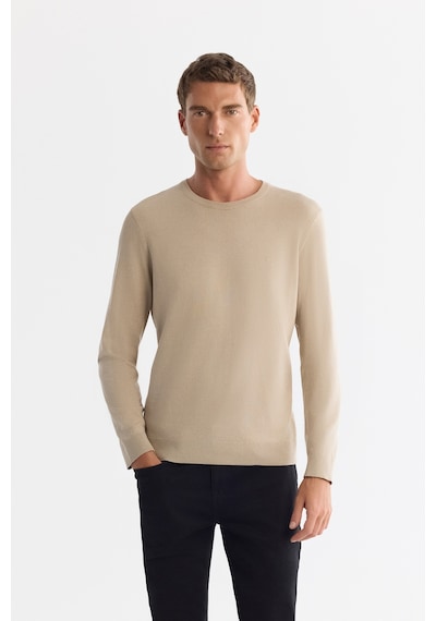 Avva Erkek Bej Viskon Bisiklet Yaka Triko Regular Fit Kazak B005132