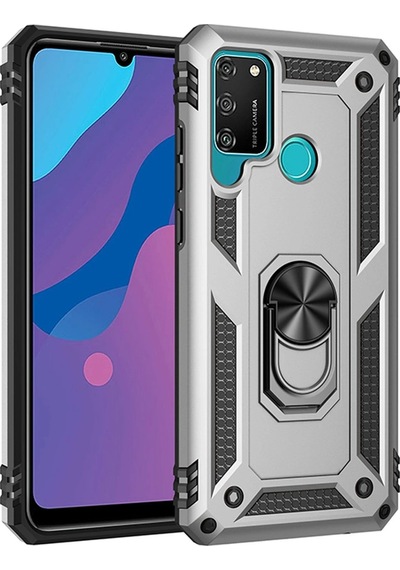 Gld-spt- Newface Huawei Y6p Kılıf Sofya Yüzüklü Silikon Kapak - Gümüş