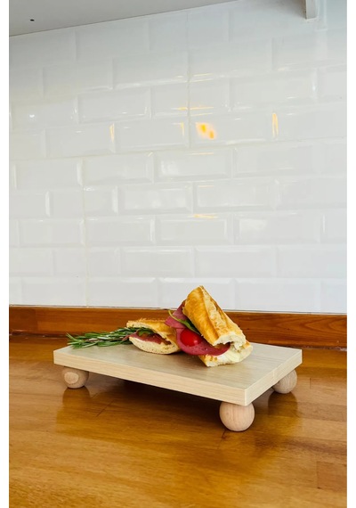 Mdf Tabaklı Kayın Top Ayaklı Risus 17x30 Cm Yuvarlak Pasta Sunum