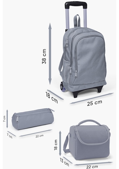 Coral High Kids Saks Mavi Astronot Desenli Çekçekli 3'lü Çanta Seti Set0123924