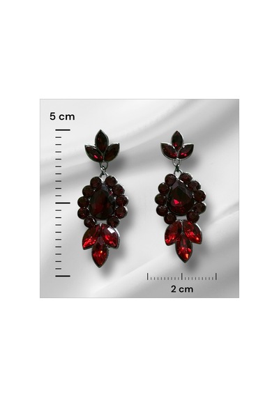 Lunara Kristal Taşlı Küpe - Gelin Kına Günlük Kullanım Bordo - 726451604 Bordo
