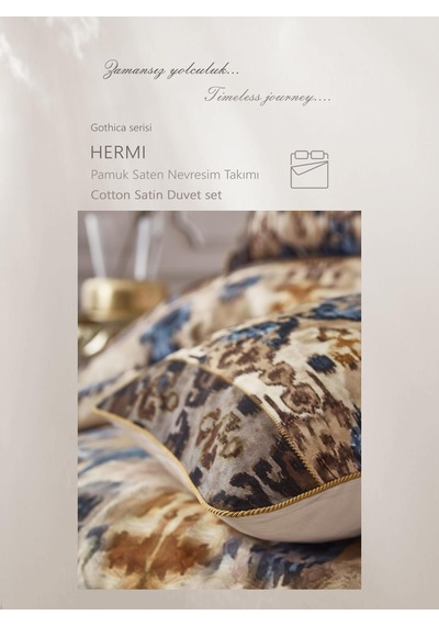 Clup Cotton Çift Kişilik Pamuk Saten Nevresim Takımı Hermi Kahve Diğer