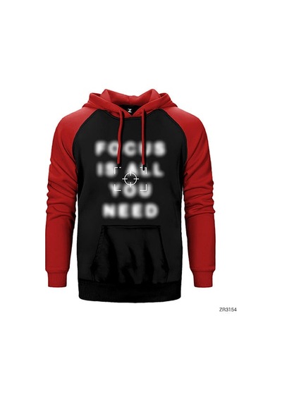 Focus Kırmızı Renk Reglan Kol Sweatshirt / Hoodie