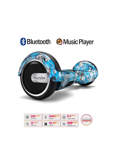 Citymate Elektrikli Kaykay Hoverboard Akıllı Denge 6.5 Inch + Hoverkart + Çanta Extrem21 Paket D20