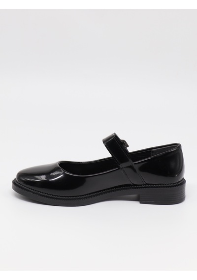 Nesilshoes Nesil Shoes Süha 250 Siyah Rugan Tokalı Balerin Kadın Babet