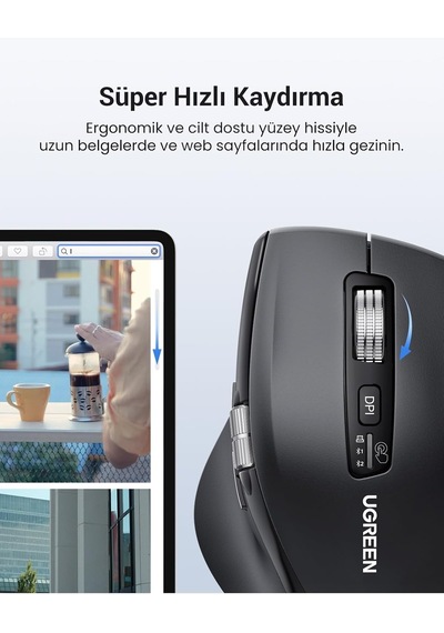 Ergonomik 5000 Dpı Sessiz Kablosuz Wireless Mouse, Siyah, 45792