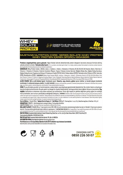 Mustang Nutrition Core+ Series Isolate Whey Protein Tozu 1800 Gr 60 Servis Muzlu Kurabiye + Shaker + Protein Kahve Hediyeli Muz Aromalı