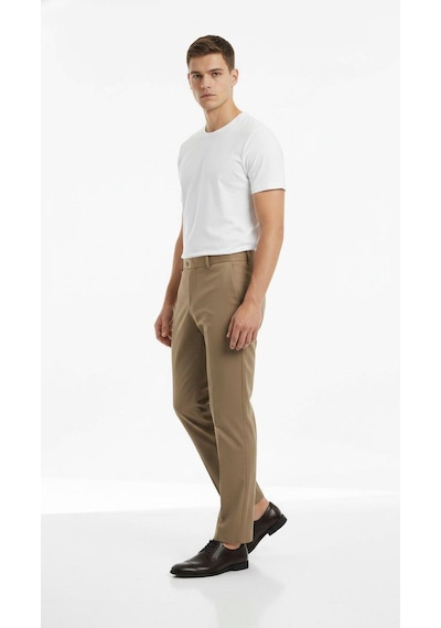 Plus Scorpion Erkek Slim Fit Klasik Kumaş Pantolon Dar Kesim, Günlük Ve Ofis Kullanımına Uygun Şık Tasarım Açık Bej
